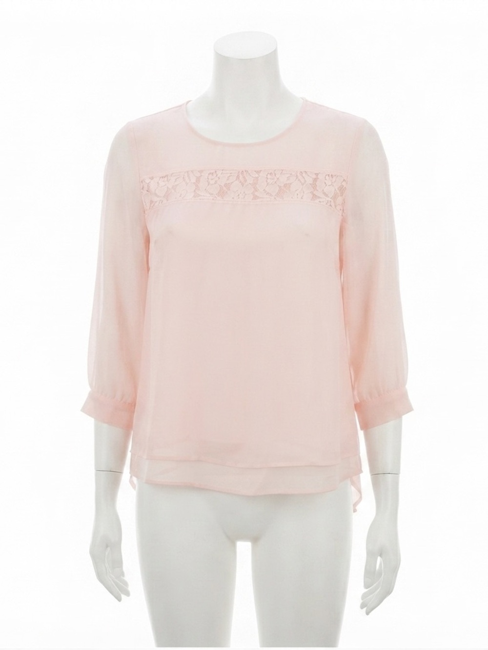 Powder Pink lace and chiffon Sheer Top